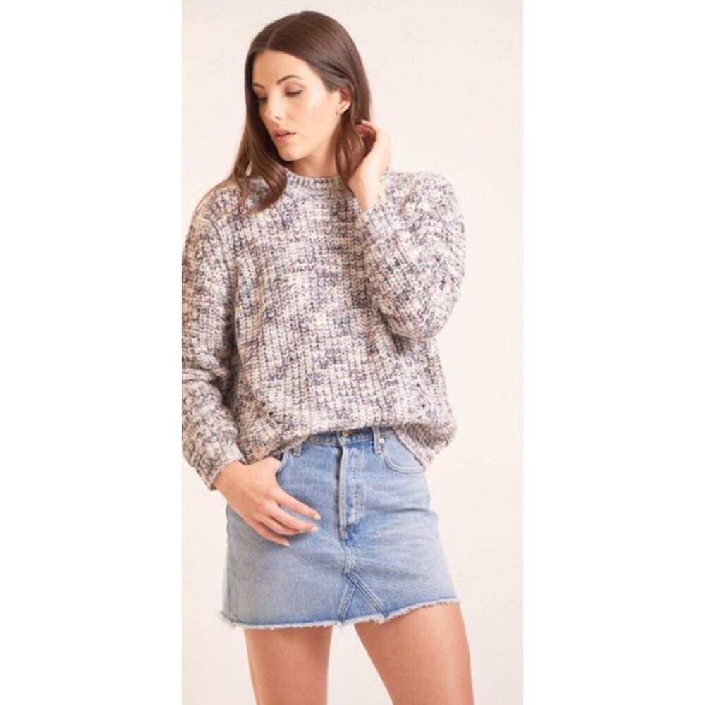 Rails Lux Kaleidoscope Chunky Knit Crew Wool Blend Sweater Multicolor Women S